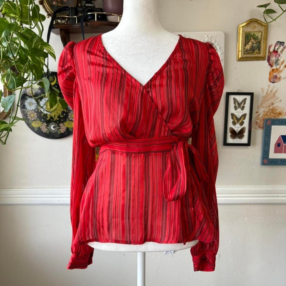 Jealous Tomato Women's Small Babydoll Top Long Puff Sleeve Boho Western NWT
